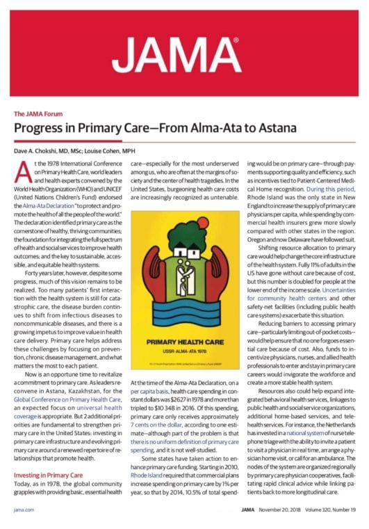 pcdc publishes jama essay on primary care priorities care essay