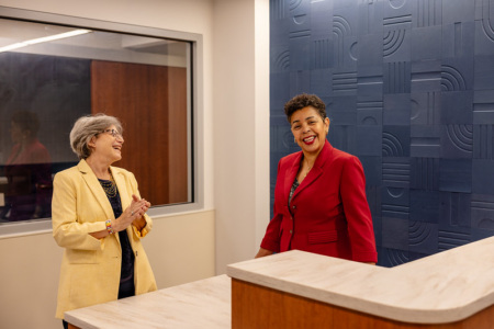 Photo of Louise Cohen with Pascale Kersaint, M.D., Chief Medical Officer at Brooklyn Plaza Medical Center, in 2025