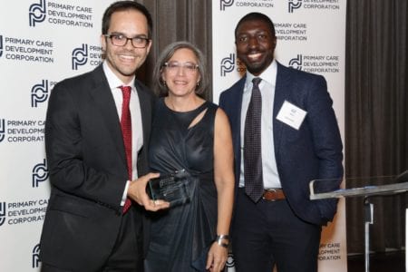 RubiconMD founders Carlos Reines and Gil Addo with Louise Cohen 